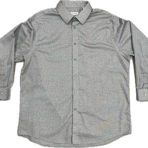 Calvin Klein Men’s Gray Button Down Dress Shirt Regular Fit Stretch Extra Large